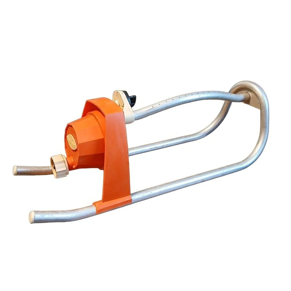 Vtg Orange Rain Wave Lawn Yard Sprinkler Aluminum Oscillating Sprayer WORKING